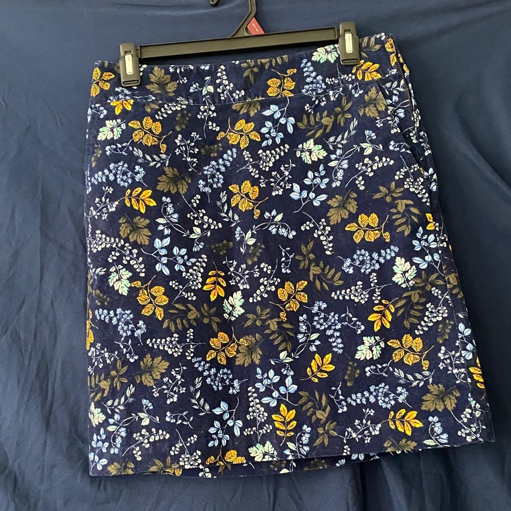 Talbots Navy Floral Pencil Skirt